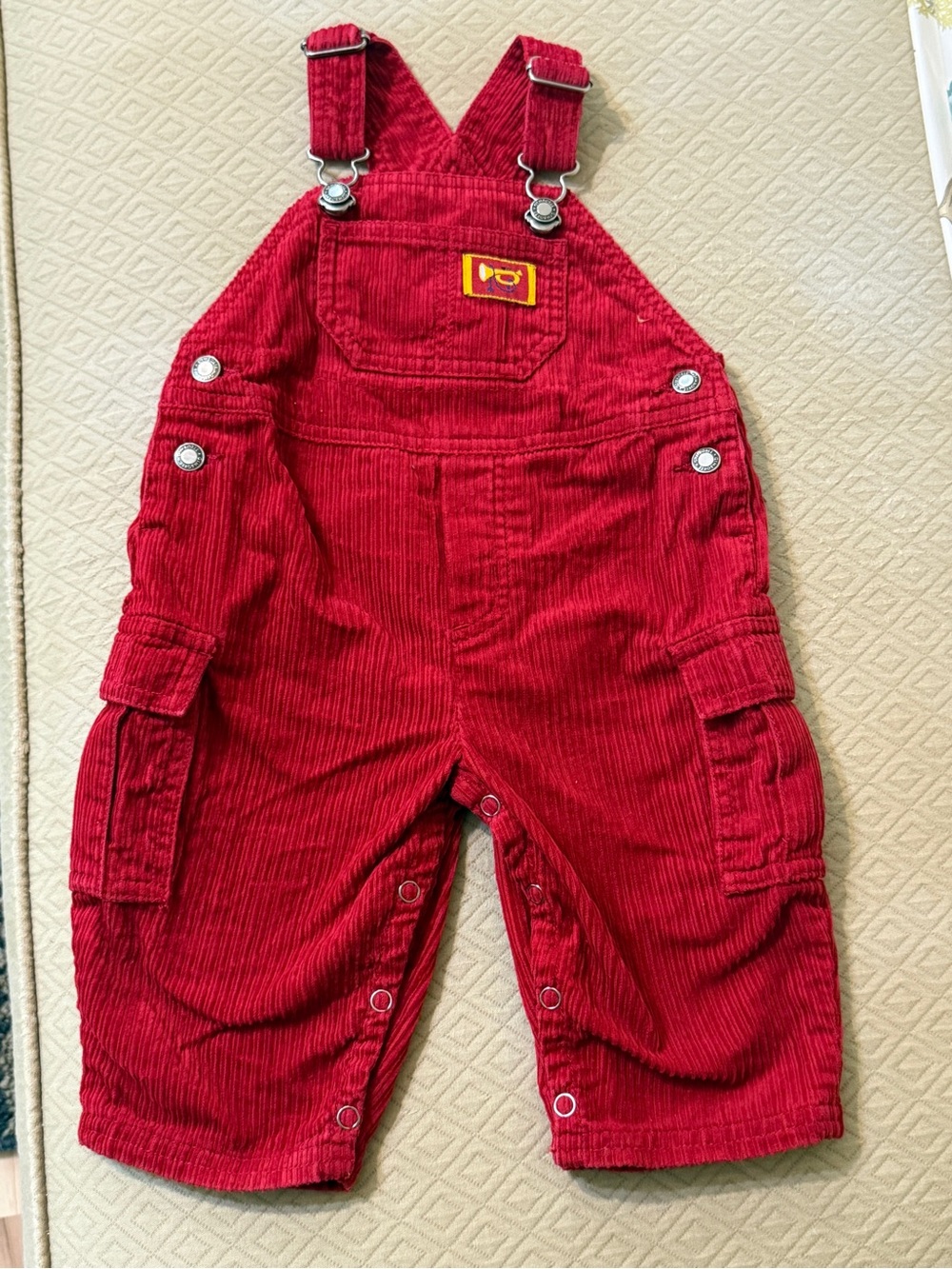 Vintage Gymboree Holiday Red Corduroy Overalls- Size 6-12 months
